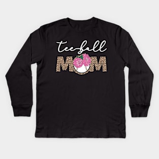 Teeball Mom Leopard Funny Ball Mom Mother's Day Gift Kids Long Sleeve T-Shirt